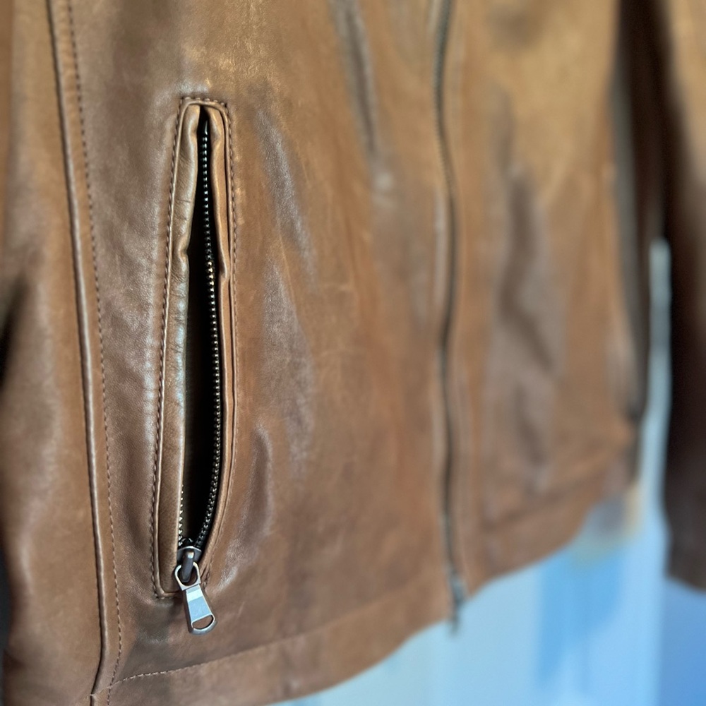 Brunello Cucinelli men’s 100% Leather Jacket size Large - Picture 9 of 16